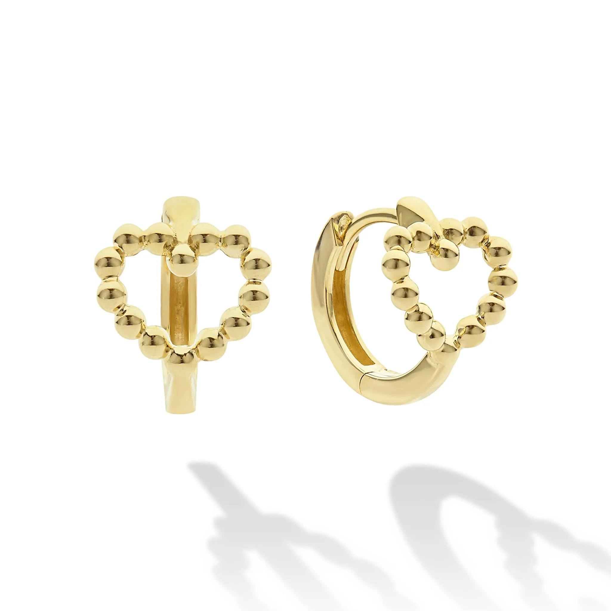 Caviar Gold 18K Gold Heart Huggie Earrings