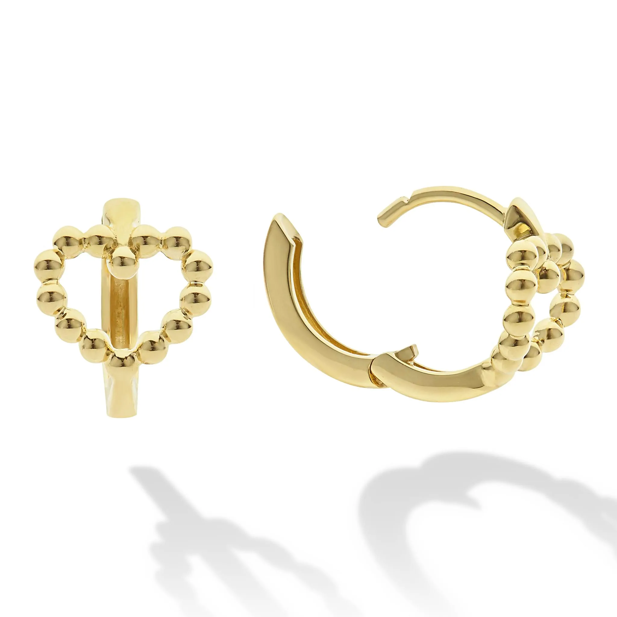 Caviar Gold 18K Gold Heart Huggie Earrings