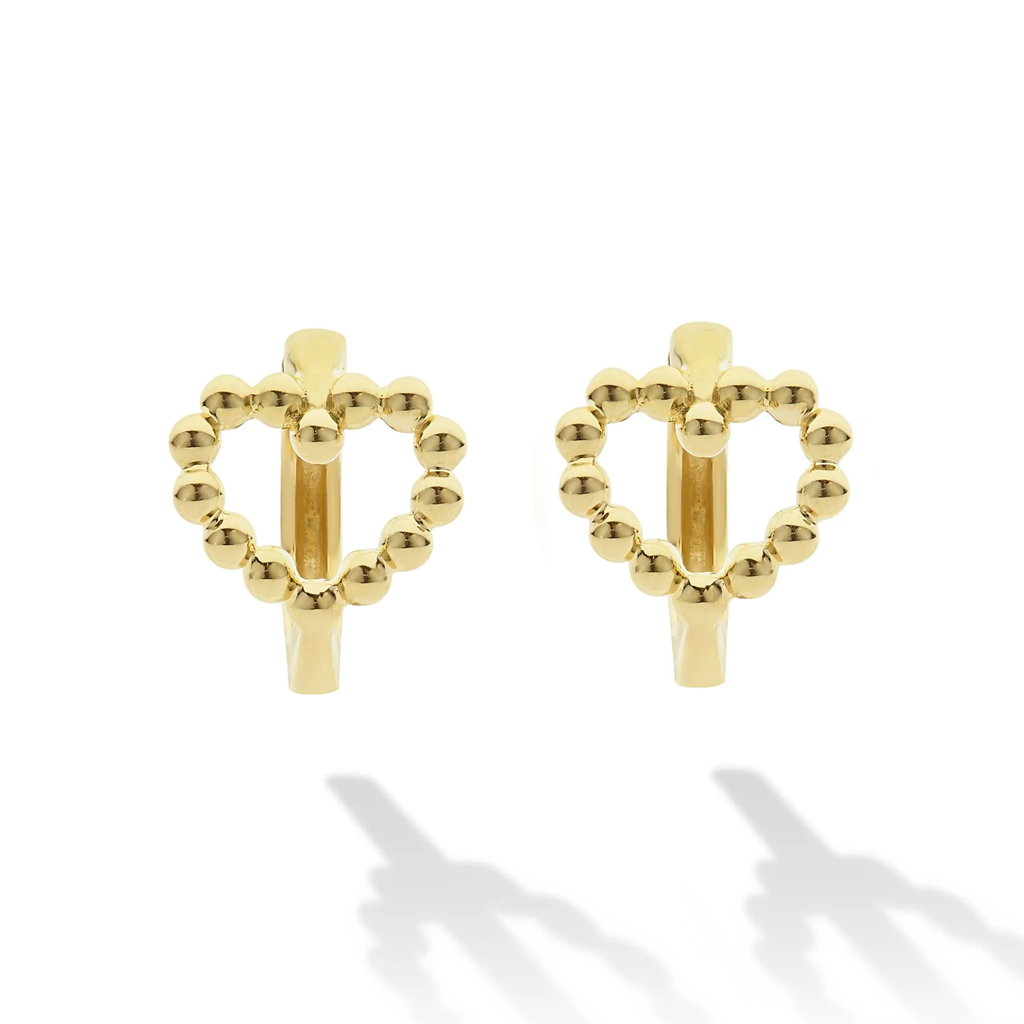 Caviar Gold 18K Gold Heart Huggie Earrings