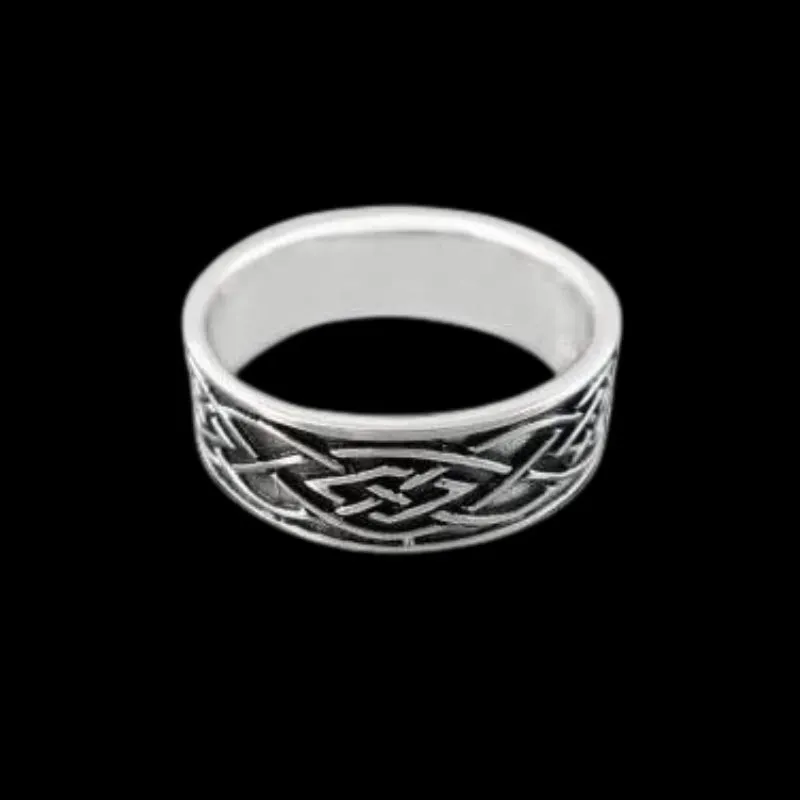 Celtic Knot Irish Oxidized Unisex Band Ring 925 Sterling Silver