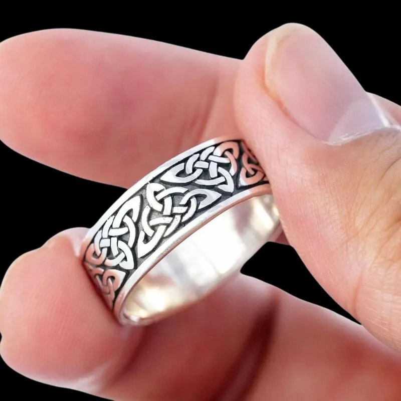 Celtic Triquetra Knot Band Ring 925 Sterling Silver