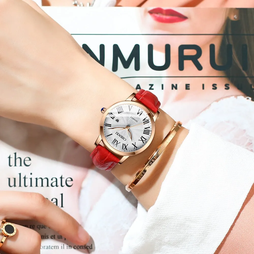 CHENXI Fashion Brand Women&#39;s Luxury Rose Gold Wrist Watches Waterproof Stainless Steel Quartz Watch For Women Relogio Feminino