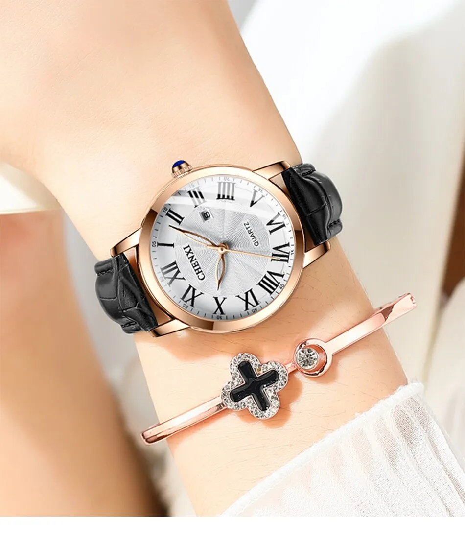 CHENXI Fashion Brand Women&#39;s Luxury Rose Gold Wrist Watches Waterproof Stainless Steel Quartz Watch For Women Relogio Feminino