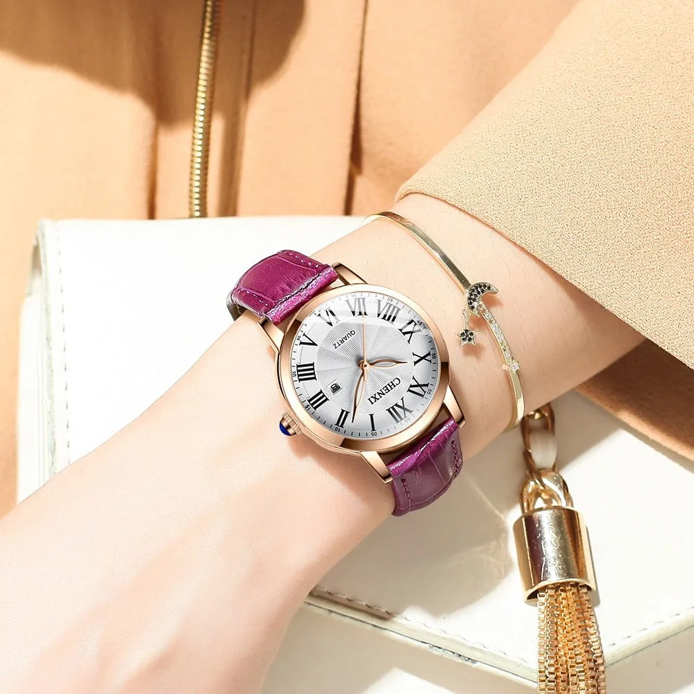 CHENXI Fashion Brand Women&#39;s Luxury Rose Gold Wrist Watches Waterproof Stainless Steel Quartz Watch For Women Relogio Feminino