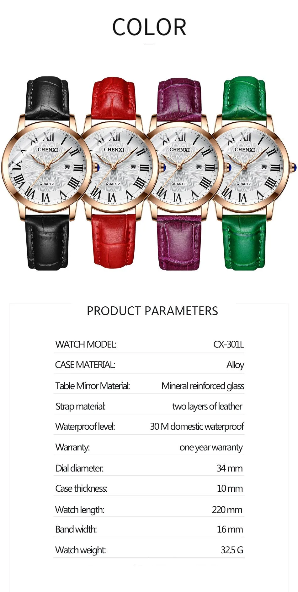 CHENXI Fashion Brand Women&#39;s Luxury Rose Gold Wrist Watches Waterproof Stainless Steel Quartz Watch For Women Relogio Feminino