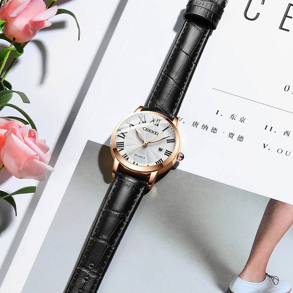 CHENXI Fashion Brand Women&#39;s Luxury Rose Gold Wrist Watches Waterproof Stainless Steel Quartz Watch For Women Relogio Feminino