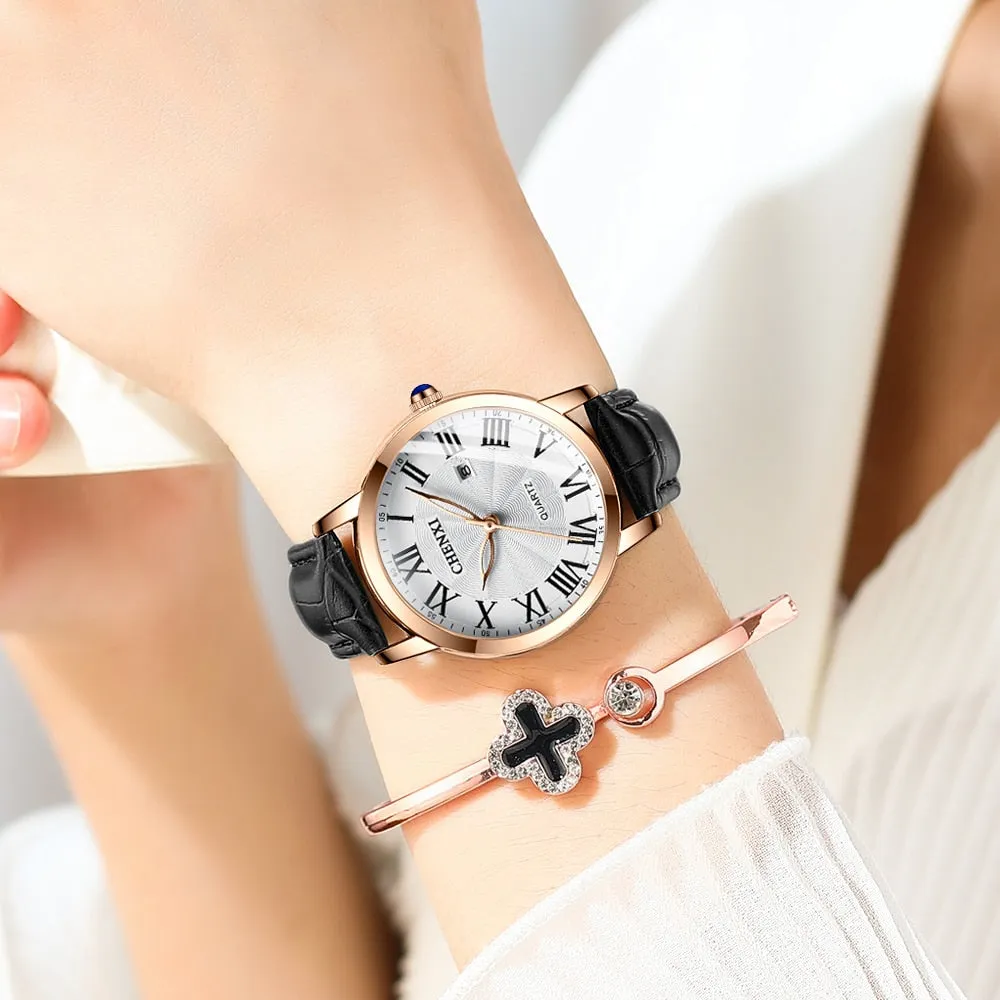 CHENXI Fashion Brand Women&#39;s Luxury Rose Gold Wrist Watches Waterproof Stainless Steel Quartz Watch For Women Relogio Feminino