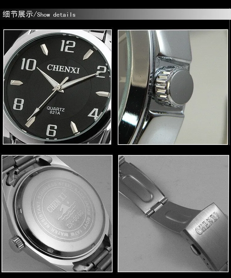 CHENXI Fashion Stainless Steel Watches for Mens Simple Waterproof  Clock Men Quartz Sport Watch Top Luxury Brand Male WristWatc