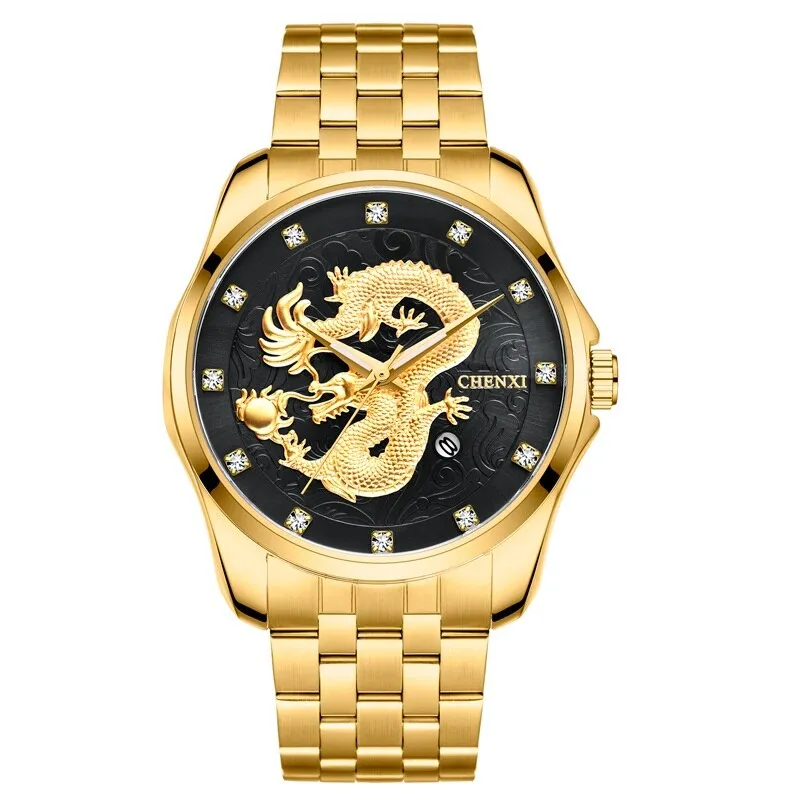 CHENXI Golden Quartz Watch Men Top Brand Luxury Analog Clock Male Stainless Steel Waterproof Watches Fashion WristWatch Man