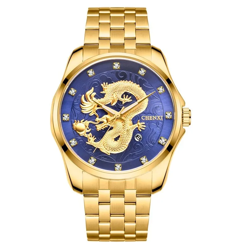 CHENXI Golden Quartz Watch Men Top Brand Luxury Analog Clock Male Stainless Steel Waterproof Watches Fashion WristWatch Man