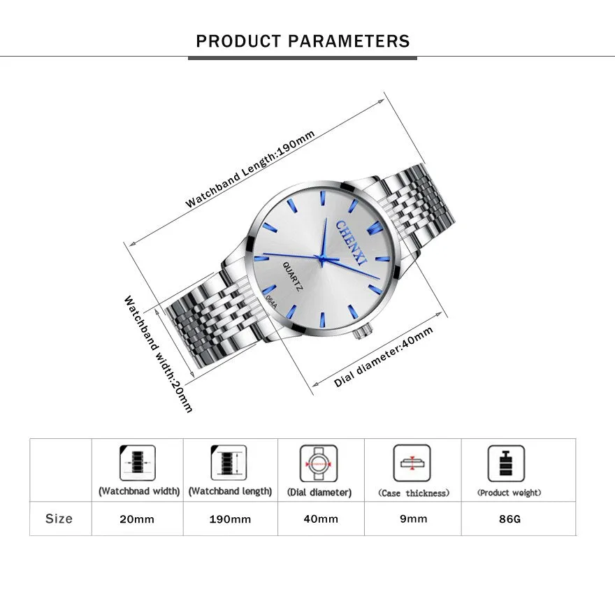 CHENXI Luxury Men Analog Quartz Watch Top Brand Man Business Watches Stainless Steel Waterproof Men&#39;s Wristwatches Clock