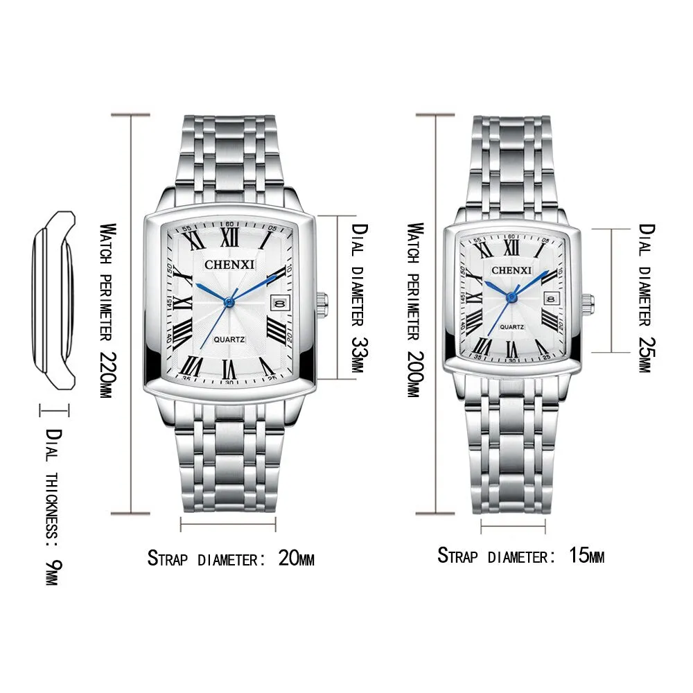 CHENXI Men Calendar Watches Luxury Brand Business Clock Stainless Steel Quartz Waterproof Watch Men Fashion Square Wristwatch