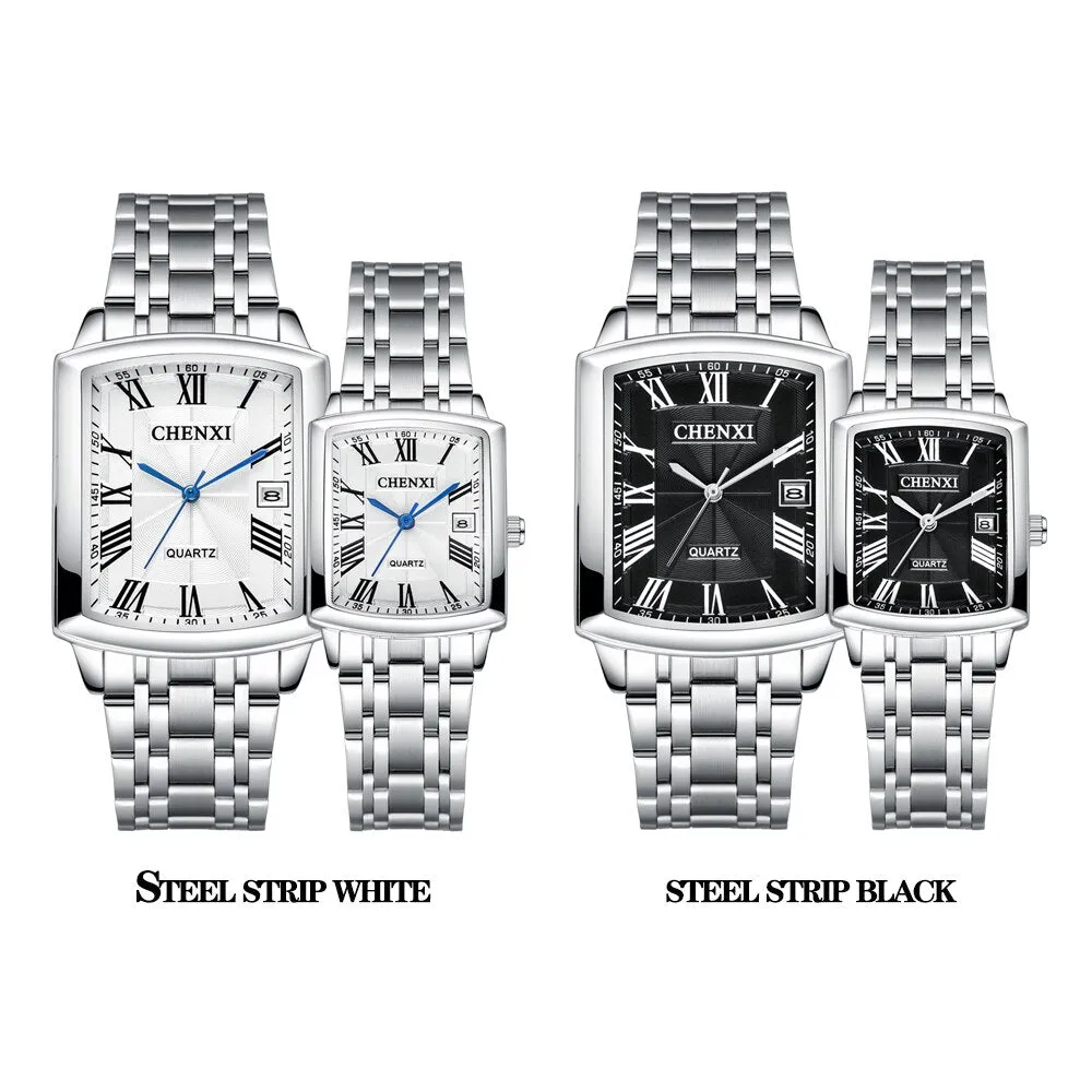 CHENXI Men Calendar Watches Luxury Brand Business Clock Stainless Steel Quartz Waterproof Watch Men Fashion Square Wristwatch