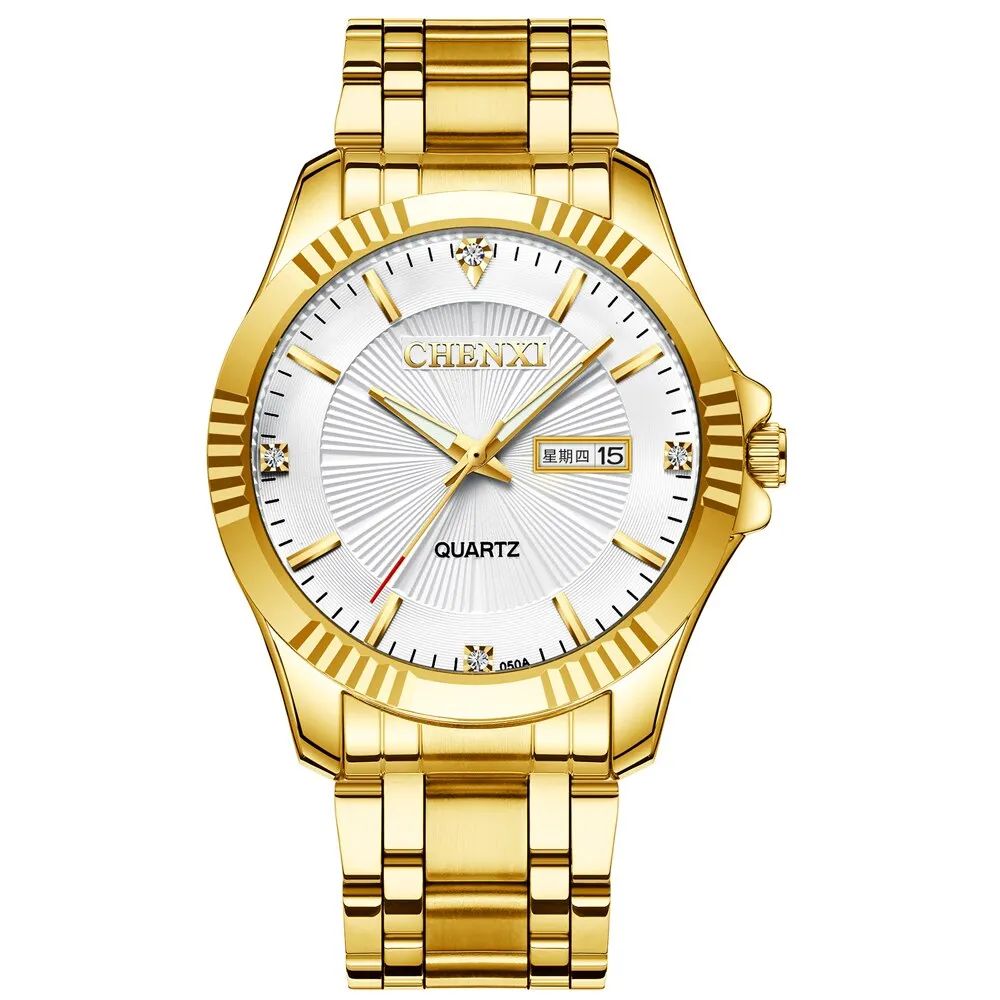 CHENXI Top Brand Luxury Watches Couple Fashion Golden Quartz Watch for Men Women Waterproof Stainless Steel Analog WristWatch