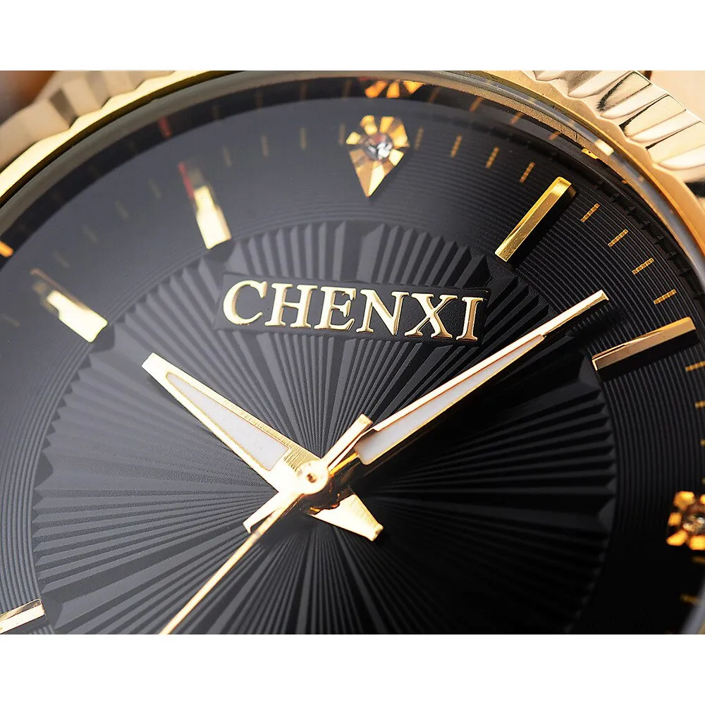 CHENXI Top Brand Luxury Watches Couple Fashion Golden Quartz Watch for Men Women Waterproof Stainless Steel Analog WristWatch