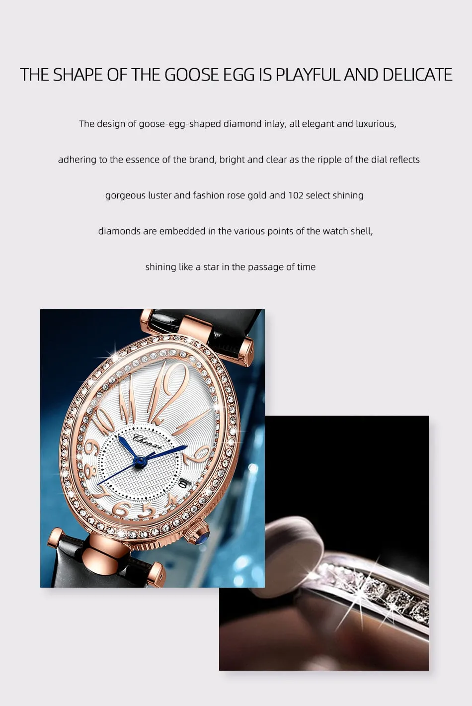 CHENXI Women&#39;s Watches Fashion Dress Rose Gold Clock Waterproof Women Wrist Watch Fashion Casual Ladies Quartz Leather Watch