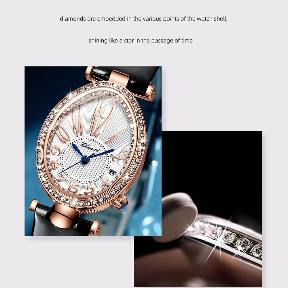 CHENXI Women&#39;s Watches Fashion Dress Rose Gold Clock Waterproof Women Wrist Watch Fashion Casual Ladies Quartz Leather Watch