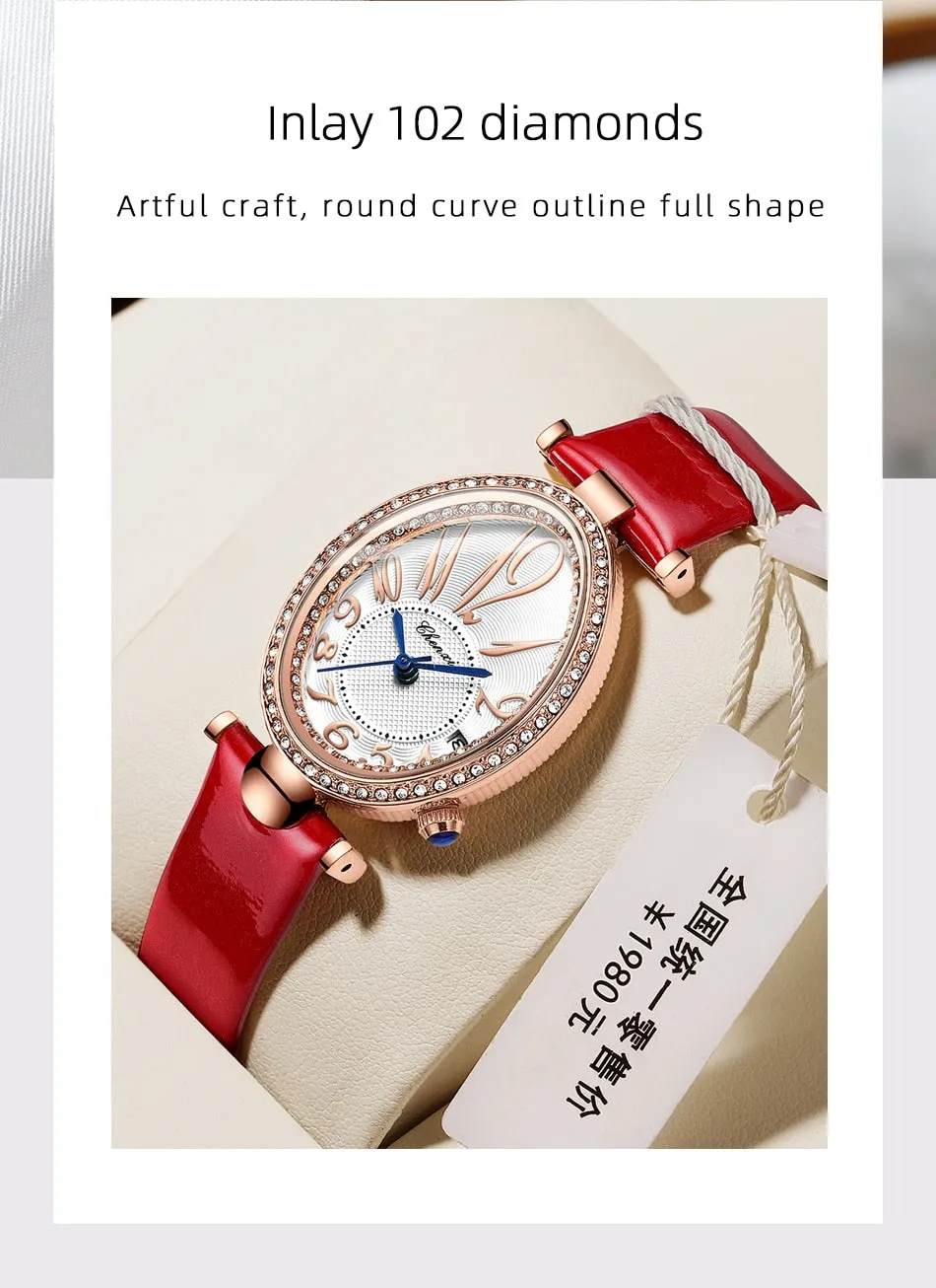 CHENXI Women&#39;s Watches Fashion Dress Rose Gold Clock Waterproof Women Wrist Watch Fashion Casual Ladies Quartz Leather Watch