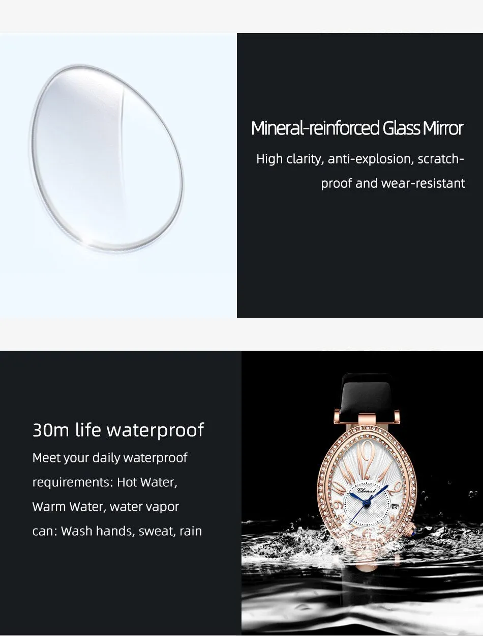 CHENXI Women&#39;s Watches Fashion Dress Rose Gold Clock Waterproof Women Wrist Watch Fashion Casual Ladies Quartz Leather Watch