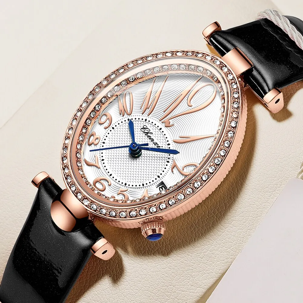 CHENXI Women&#39;s Watches Fashion Dress Rose Gold Clock Waterproof Women Wrist Watch Fashion Casual Ladies Quartz Leather Watch