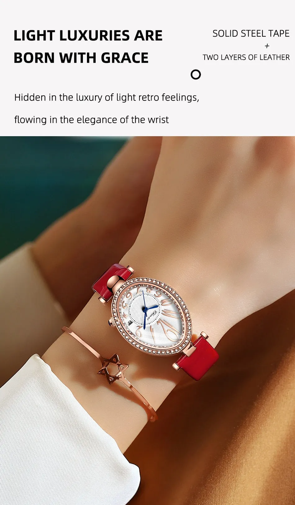 CHENXI Women&#39;s Watches Fashion Dress Rose Gold Clock Waterproof Women Wrist Watch Fashion Casual Ladies Quartz Leather Watch