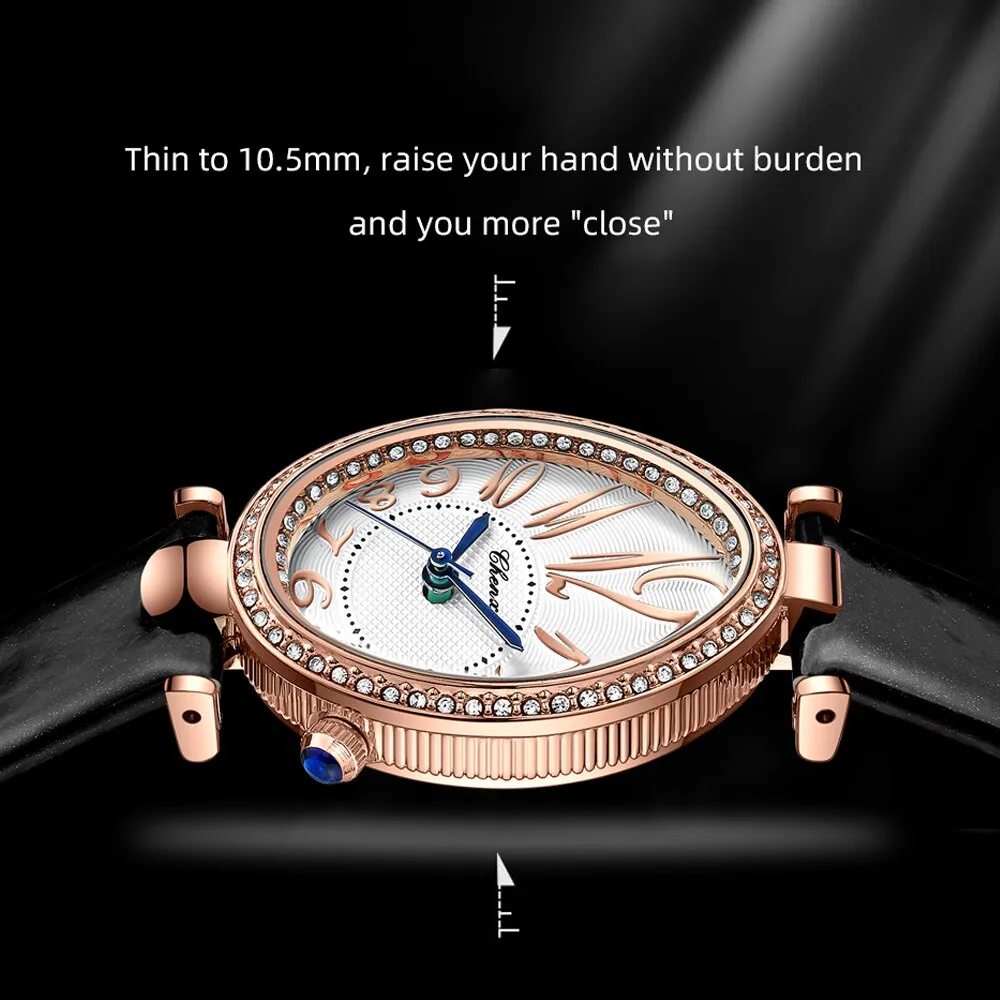 CHENXI Women&#39;s Watches Fashion Dress Rose Gold Clock Waterproof Women Wrist Watch Fashion Casual Ladies Quartz Leather Watch