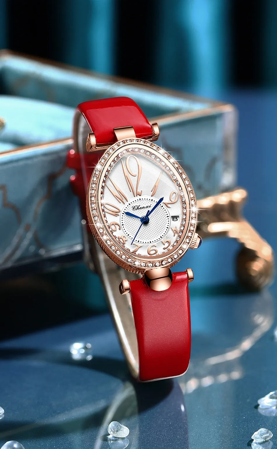 CHENXI Women&#39;s Watches Fashion Dress Rose Gold Clock Waterproof Women Wrist Watch Fashion Casual Ladies Quartz Leather Watch