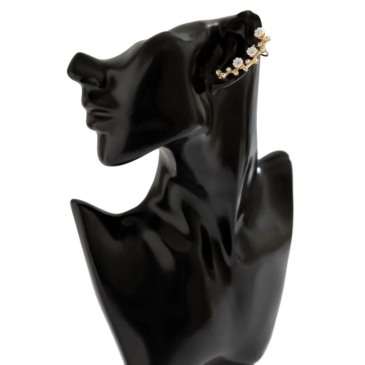 Chic CZ Inlaid Flower Ear Cuff Climber Crawler Wrap Stud Earring