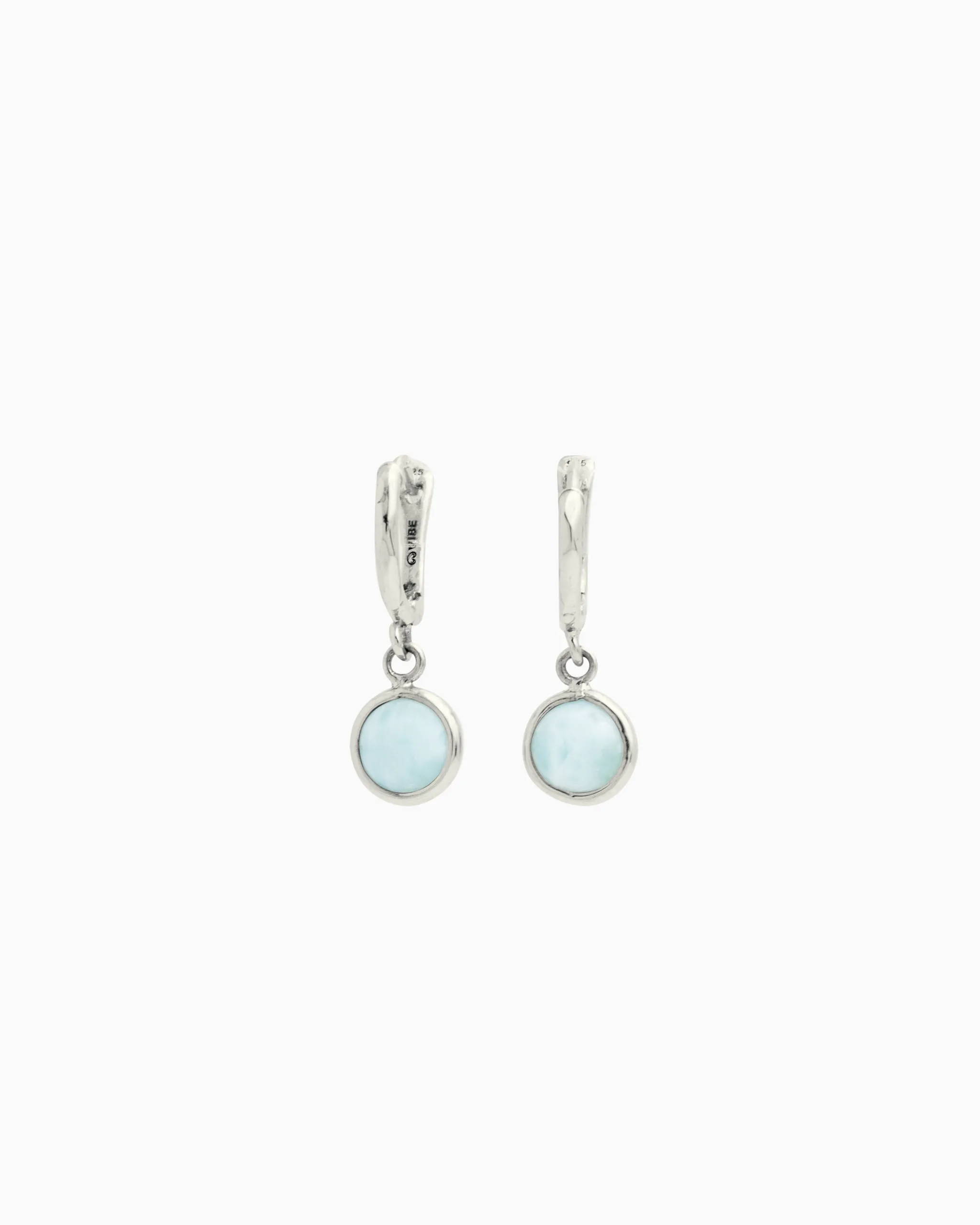 Circle Stone Huggie - Larimar