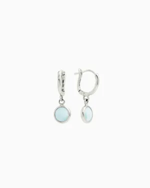 Circle Stone Huggie - Larimar