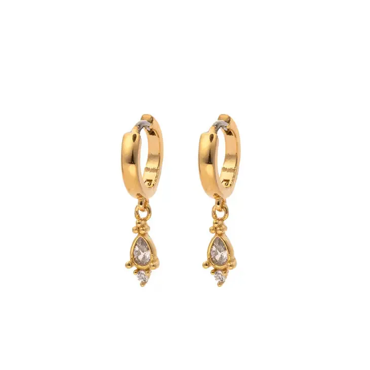 Classic Drop Sparkle Huggie Hoop Earrings