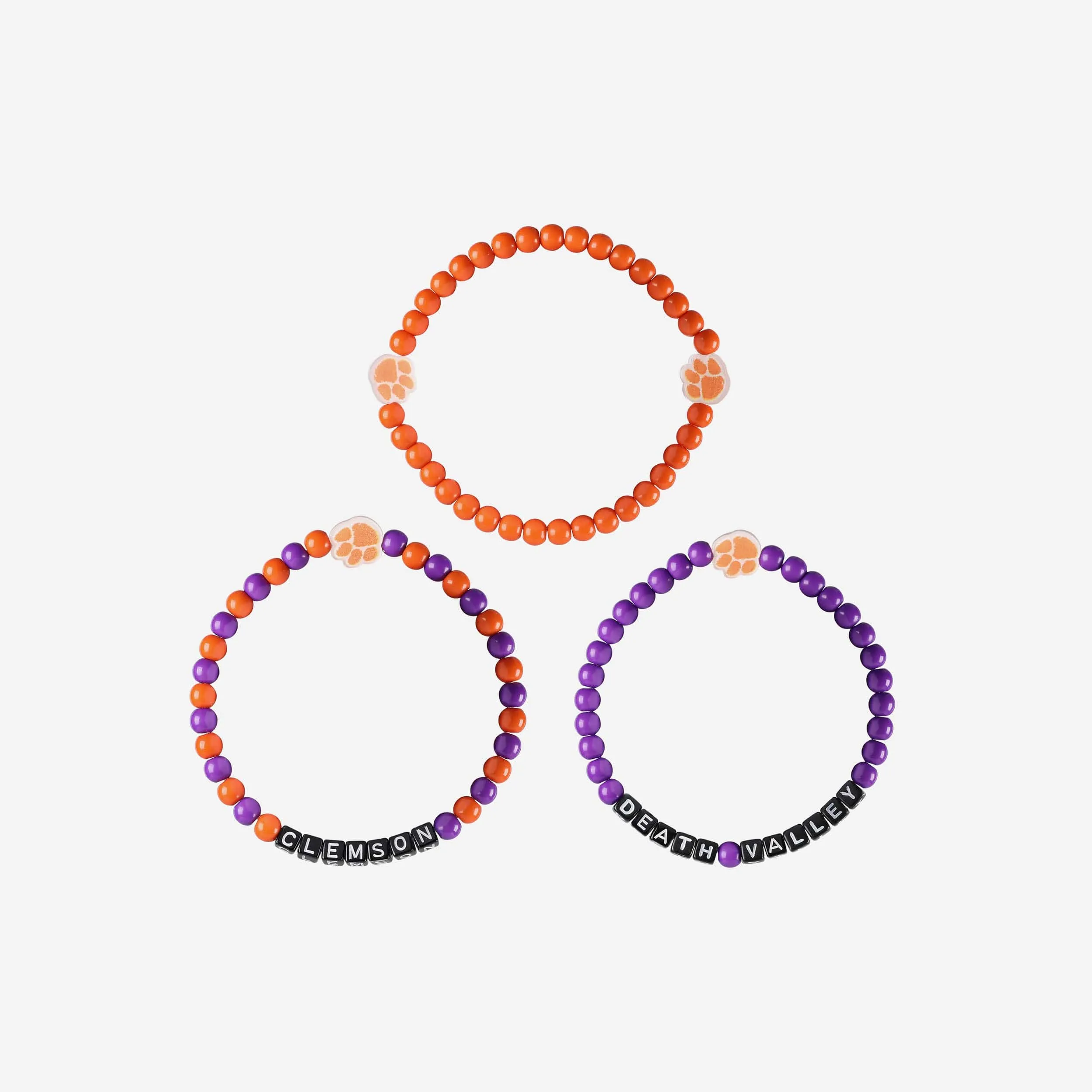 Clemson Tigers 3 Pack Beaded Friendship Bracelet