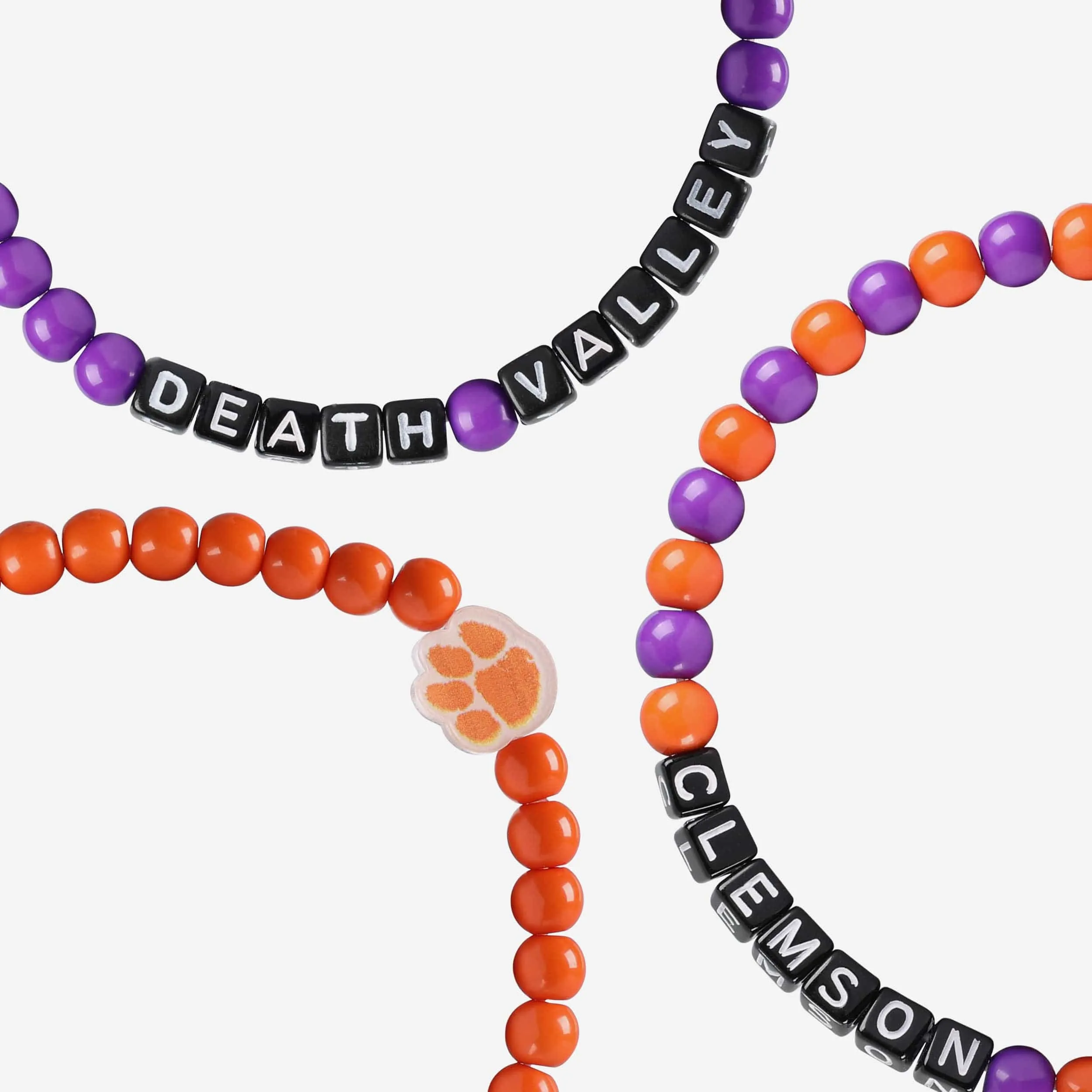 Clemson Tigers 3 Pack Beaded Friendship Bracelet