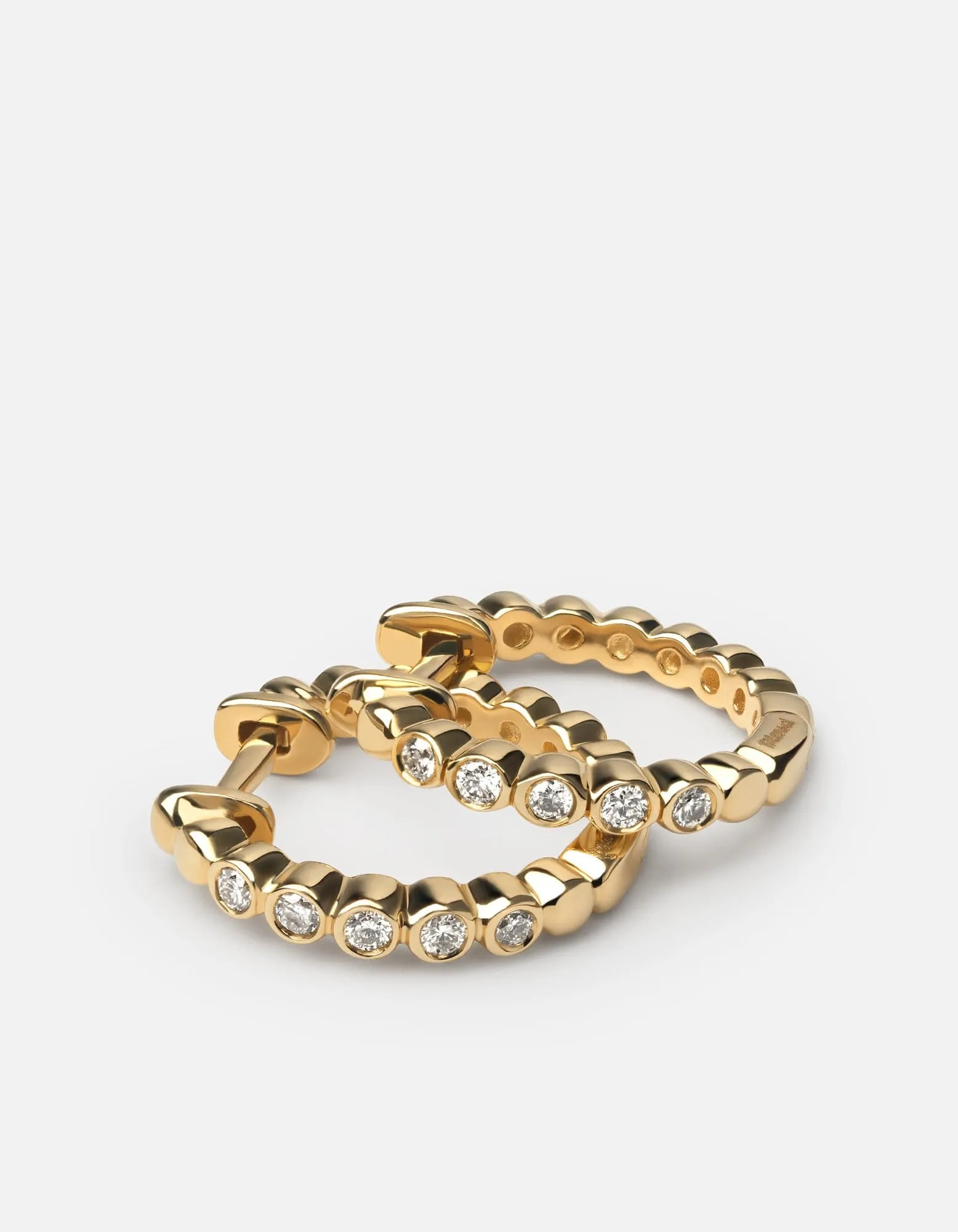 Cleo Huggie Earrings, 14k Gold Pavé