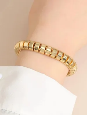 CM-AXS520144 Women Trendy Seoul Style Simple Solid Bracelet - Gold