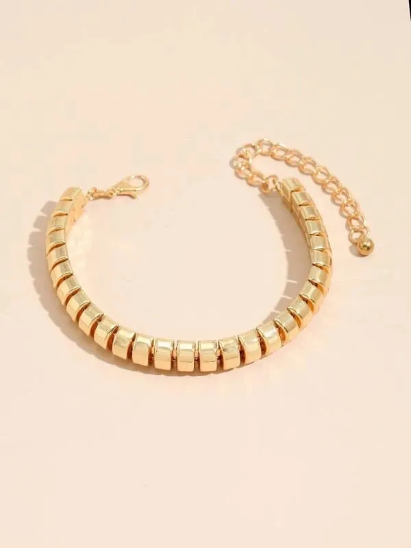 CM-AXS520144 Women Trendy Seoul Style Simple Solid Bracelet - Gold