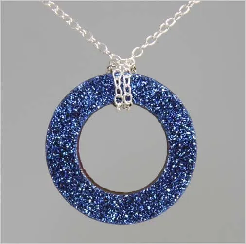 Cobalt Drusy Circle Necklace