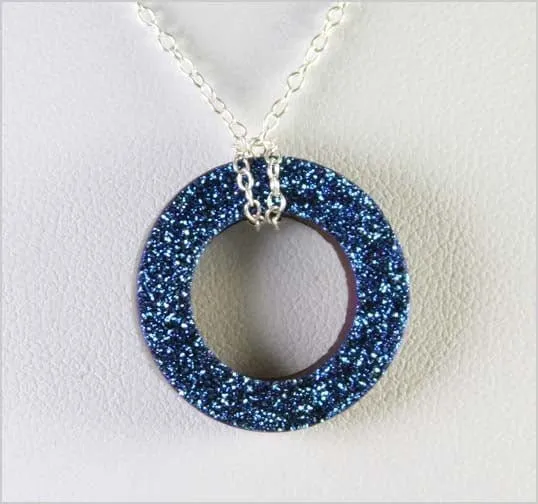 Cobalt Drusy Circle Necklace