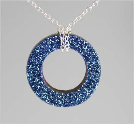 Cobalt Drusy Circle Necklace