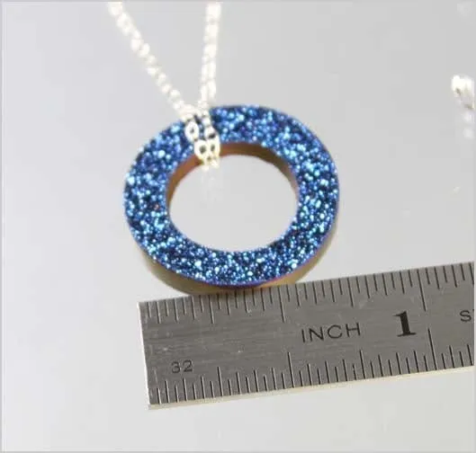 Cobalt Drusy Circle Necklace