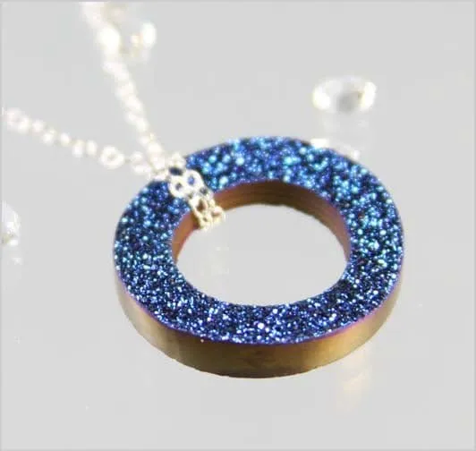 Cobalt Drusy Circle Necklace