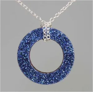 Cobalt Drusy Circle Necklace