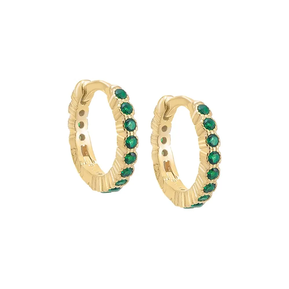 Colored Mini CZ Bezel Huggie Earring