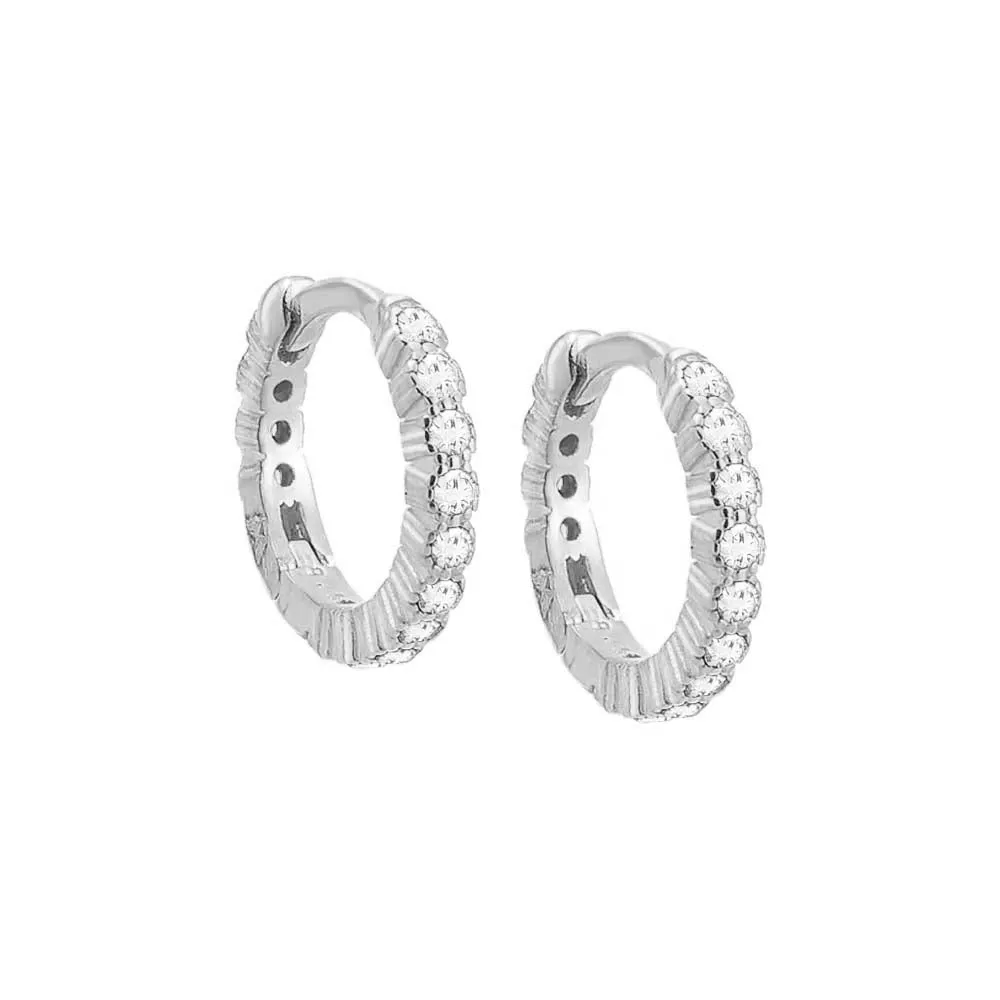 Colored Mini CZ Bezel Huggie Earring