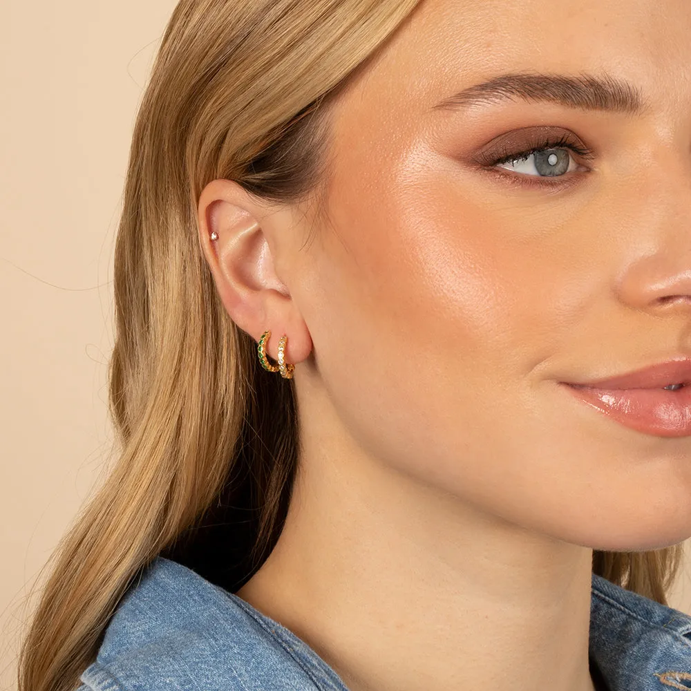 Colored Mini CZ Bezel Huggie Earring
