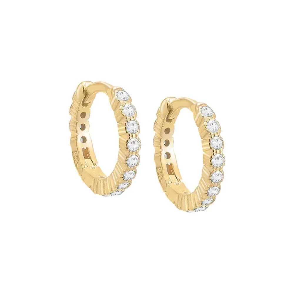 Colored Mini CZ Bezel Huggie Earring