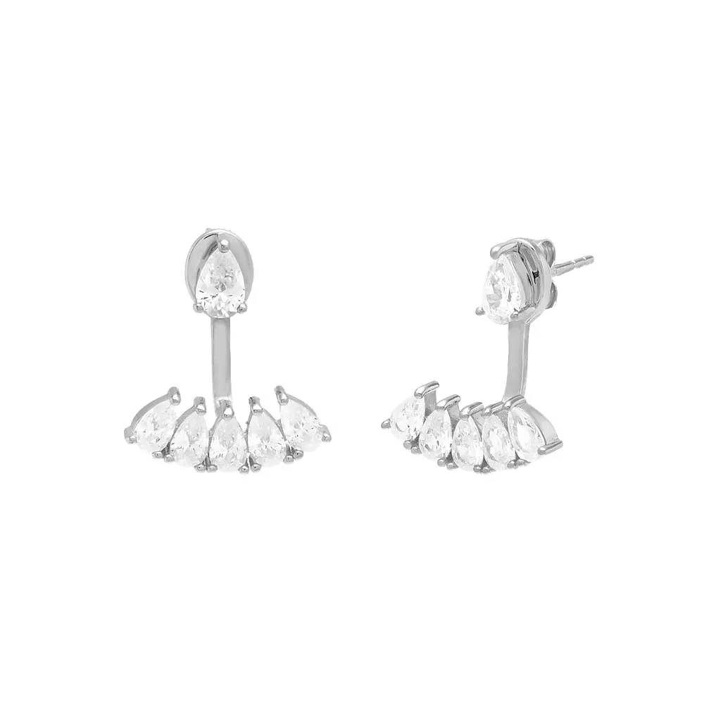 Colored Teardrop Ear Jacket Stud Earring