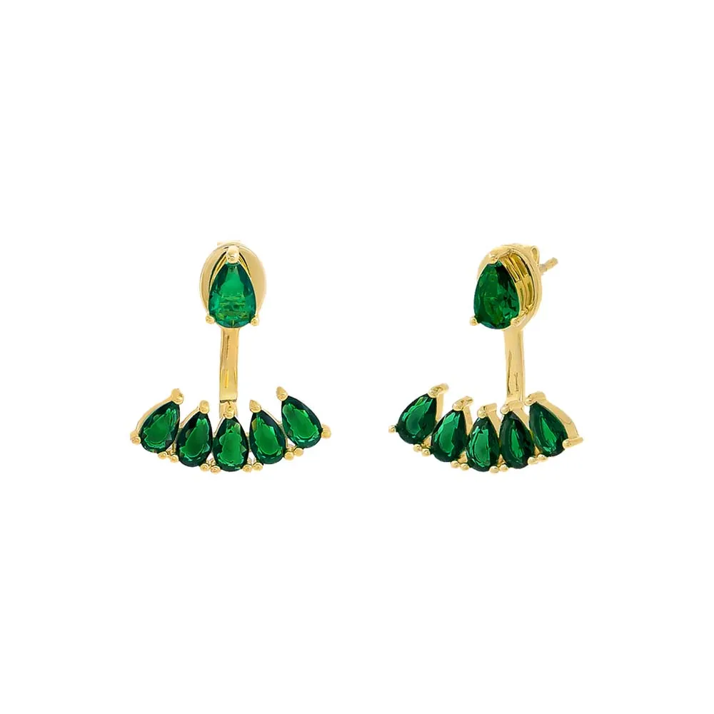 Colored Teardrop Ear Jacket Stud Earring