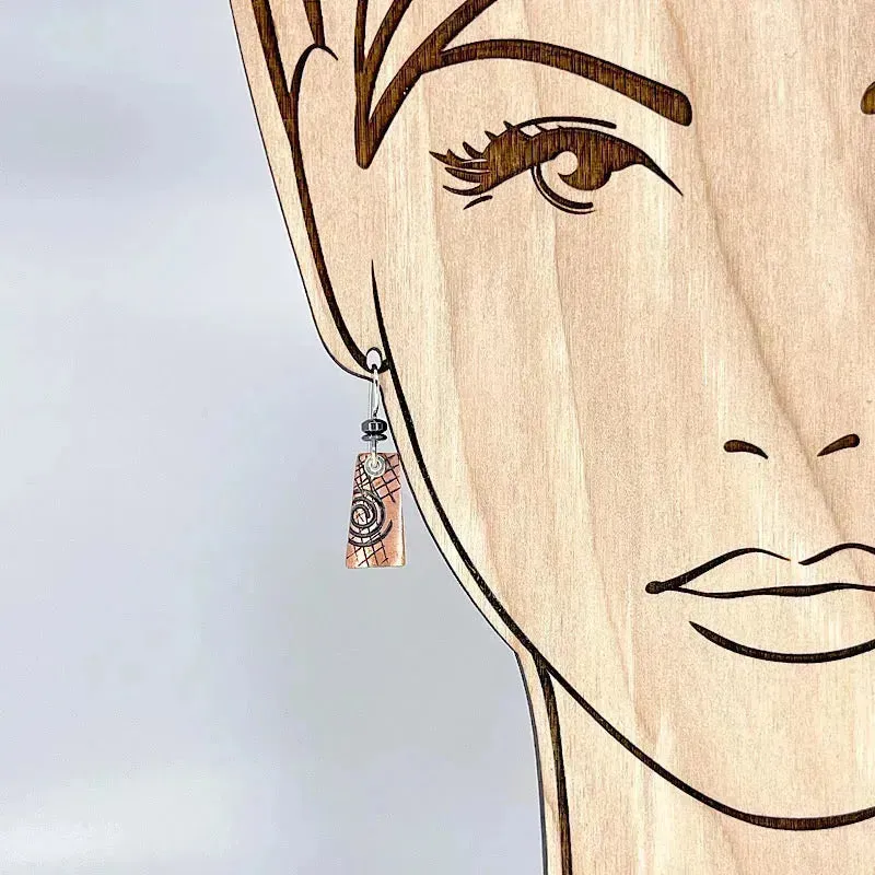 Copper Graphite Patina and Sterling Earrings