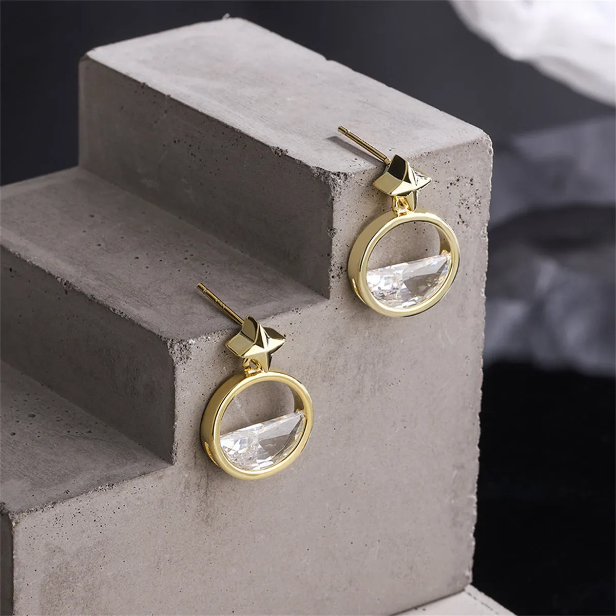 Crystal & 18K Gold-Plated Star Dangle Earring